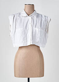 Chemisier tissage popeline sans manche blanc ZARA femme