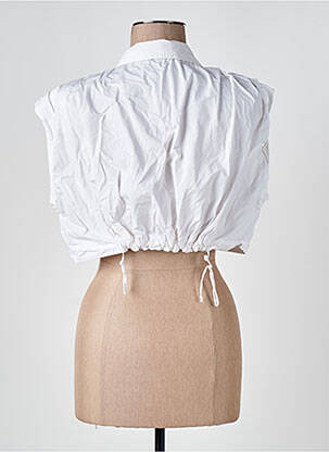 Chemisier tissage popeline sans manche blanc ZARA femme