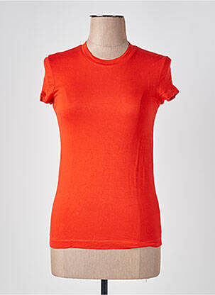 T-shirt stretch manches courtes orange ZARA femme