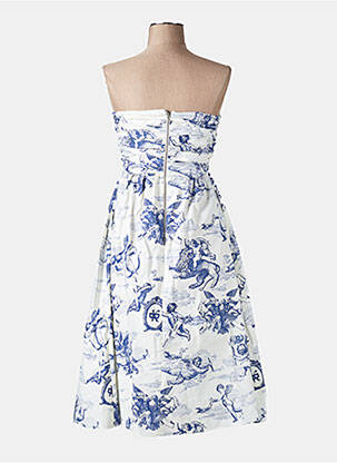 Robe mi-longue imprimé fantaisie sans manche bleu KAMAD femme