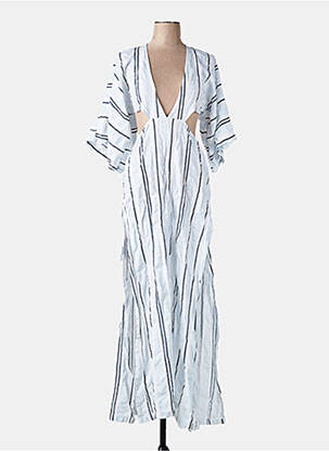 Robe longue tissage crêpe manches 3/4 bleu ASOS femme