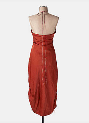 Robe mi-longue col v fines bretelles orange KYNAMAH femme