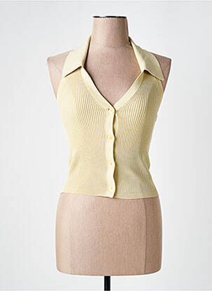 Top col v sans manche jaune SANDRO femme