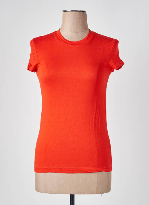 T-shirt stretch manches courtes orange ZARA femme