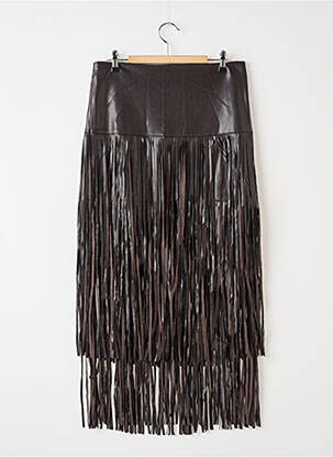 Jupe longue fermeture zippée au dos marron MNG femme