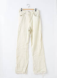 Pantalon droit fermeture zippée sous rabat boutonné taille normale beige ZARA femme