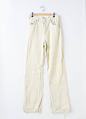 Pantalon droit fermeture zippée sous rabat boutonné taille normale beige ZARA femme