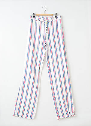 Pantalon droit fermeture zippée sous rabat boutonné taille normale blanc ASOS femme