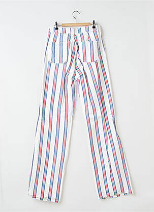 Pantalon droit fermeture zippée sous rabat boutonné taille normale blanc ASOS femme