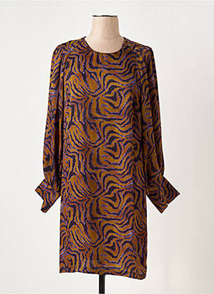 Robe mi-longue coupe fluide manches longues violet LAUREN VIDAL femme