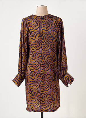 Robe mi-longue coupe fluide manches longues violet LAUREN VIDAL femme
