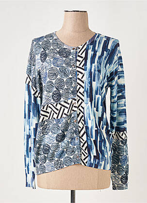 Gilet manches longues col rond bleu ANNA & GABRI femme