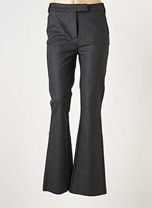 Pantalon flare fermeture zippée sous rabat avec crochet taille haute gris LAUREN VIDAL femme