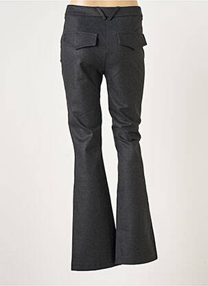 Pantalon flare fermeture zippée sous rabat avec crochet taille haute gris LAUREN VIDAL femme