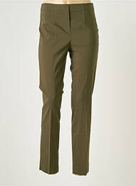 Pantalon slim tissage popeline taille haute vert FICELLE femme