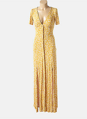 Robe longue manches courtes manches courtes jaune ASOS femme