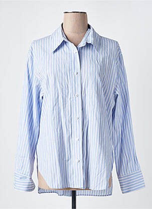 Chemisier coupe droite manches longues bleu ZARA femme