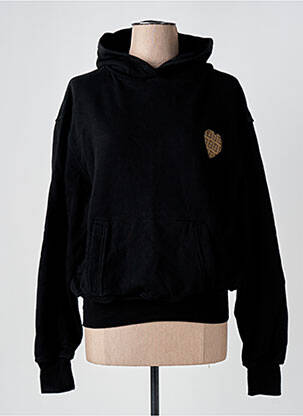 Sweat-shirt à capuche broderie manches longues noir KAMAD femme
