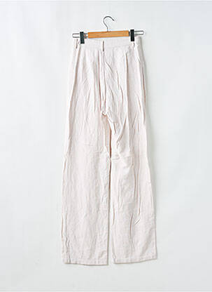 Pantalon large fermeture zippée sous rabat boutonné taille haute beige STRADIVARIUS femme