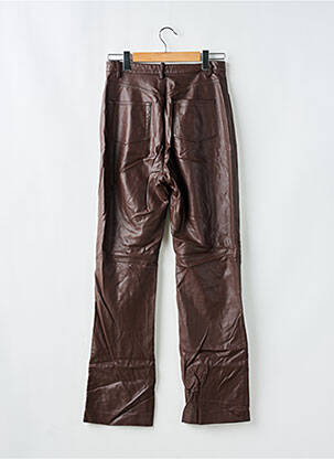 Pantalon droit fermeture zippée sous rabat avec crochet taille haute marron HOUSE OF CB LONDON femme