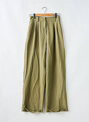 Pantalon large tissage crêpe vert TOPSHOP femme