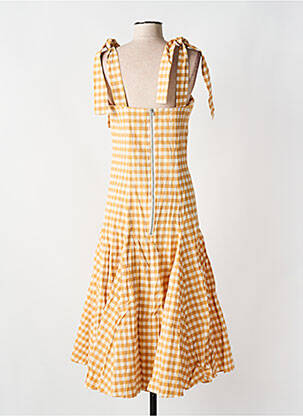 Robe mi-longue tissage crêpe fines bretelles jaune PAPER LONDON£ femme