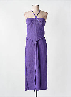Robe longue tissage crêpe fines bretelles violet NA-KD femme