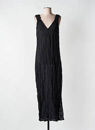 Robe longue tissage crêpe sans manche noir CHRISTELLE NIMA femme