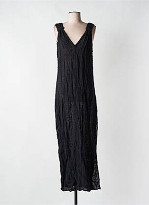 Robe longue tissage crêpe sans manche noir CHRISTELLE NIMA femme