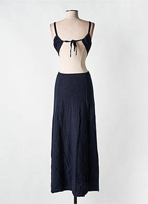 Robe longue coupe cintrée fines bretelles bleu BA&SH femme