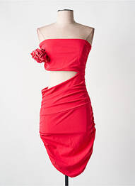 Robe mi-longue tissage crêpe sans manche rouge NA-KD femme