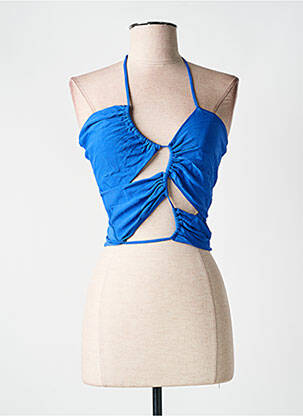 Top stretch fines bretelles bleu INDITEX femme