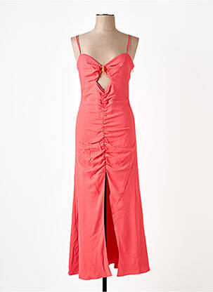 Robe longue tissage crêpe sans manche orange LONGCHAMP femme