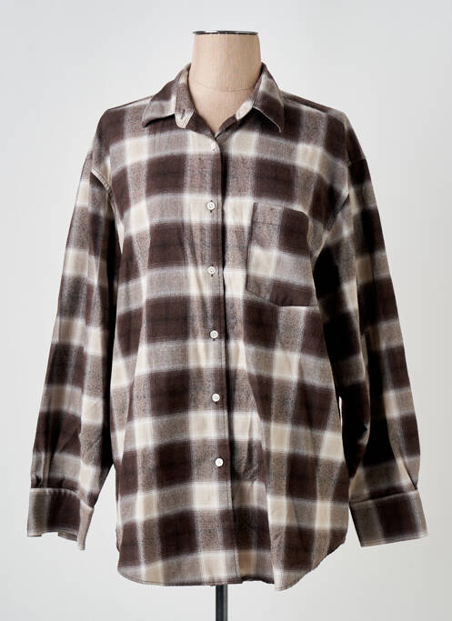 Chemise manches longues marron COLLUSION pour homme