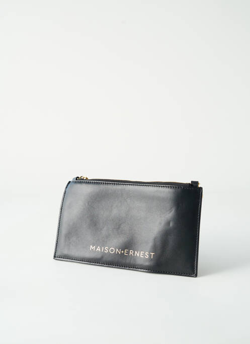 Pochette effet matière satinée noir MAISON ERNEST femme