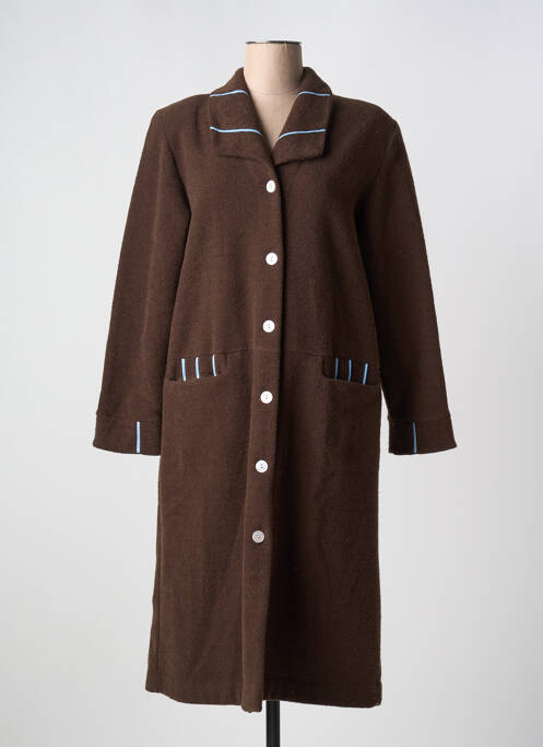 Robe de chambre col chemisier marron EGATEX femme