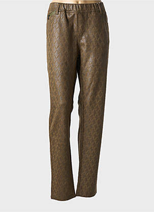 Jegging tissage suedine taille haute vert QUATRE VINGT JOURS femme