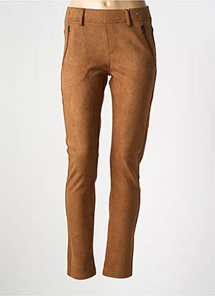 Jegging tissage suedine taille normale marron QUATRE VINGT JOURS femme