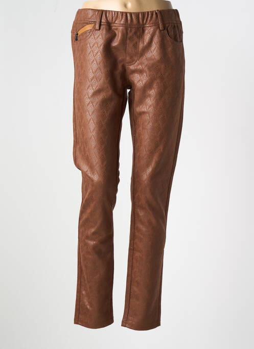 Jegging tissage suedine taille haute marron QUATRE VINGT JOURS femme