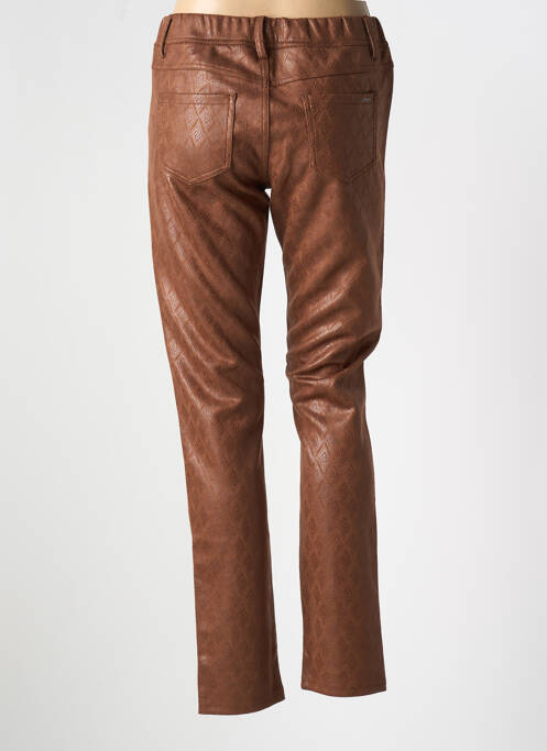 Jegging tissage suedine taille haute marron QUATRE VINGT JOURS femme