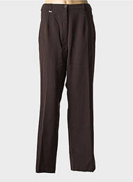 Pantalon droit fermeture zippée sous rabat boutonné taille normale marron RICHY femme