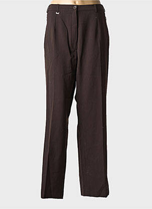 Pantalon droit fermeture zippée sous rabat boutonné taille normale marron RICHY femme