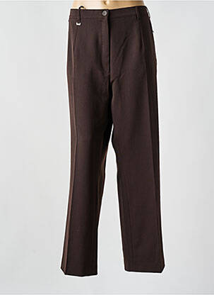 Pantalon droit tissage crêpe taille normale marron RICHY femme
