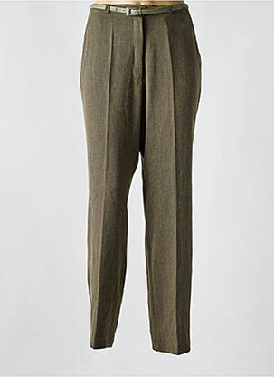 Pantalon droit taille à pinces taille haute vert VICTORIA VELIANI femme