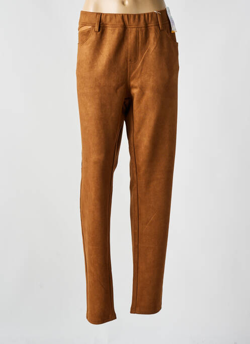 Jegging tissage suedine taille normale marron QUATRE VINGT JOURS femme