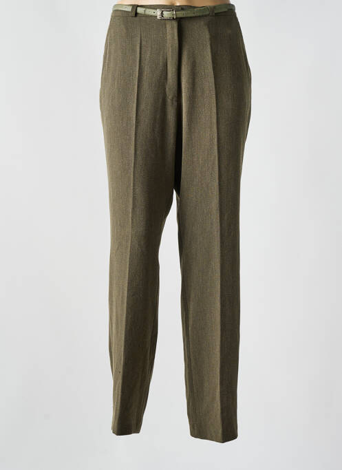 Pantalon droit taille à pinces taille haute vert VICTORIA VELIANI femme