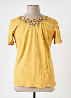 T-shirt col v manches courtes jaune 7 SEASONS femme