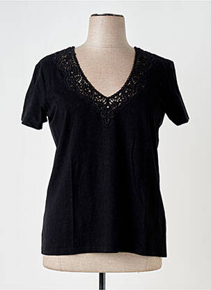 T-shirt col v manches courtes noir 7 SEASONS femme