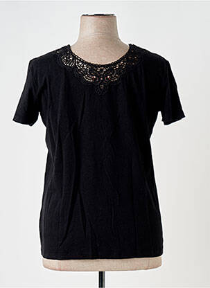 T-shirt col v manches courtes noir 7 SEASONS femme