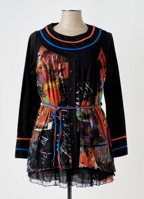 Tunique manches longues noir QUATRE VINGT JOURS pour femme